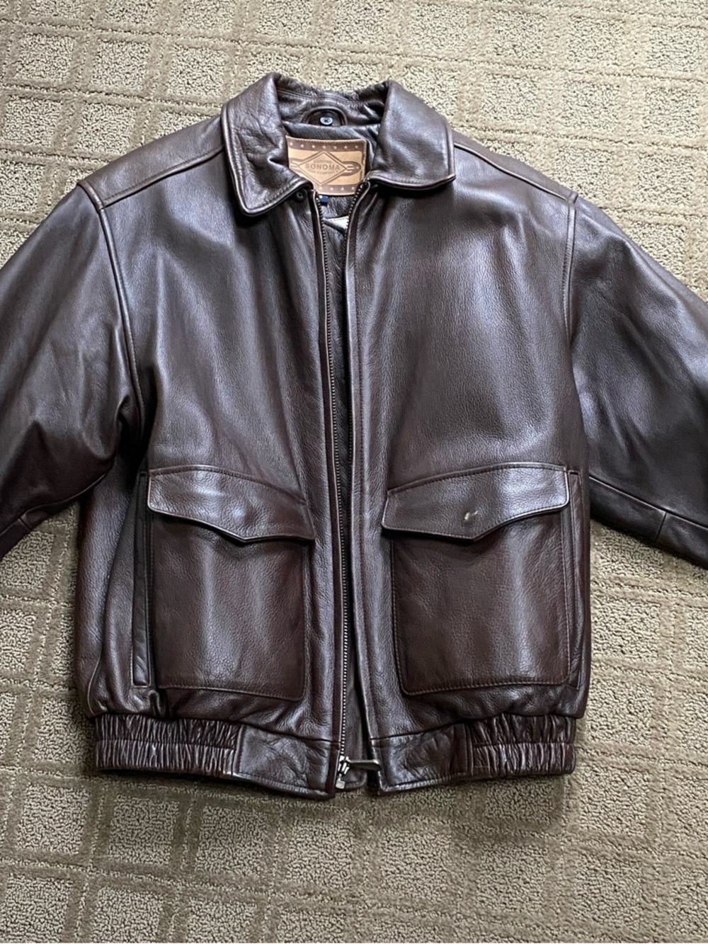 Sonoma Dark Brown Leather Bomber Jacket